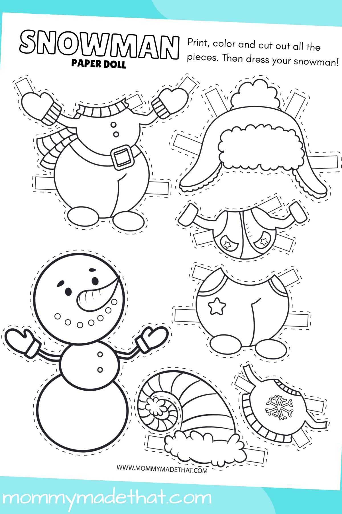 snowman paper doll (adorable free printable)